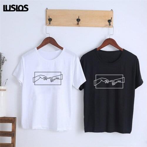 LUSLOS E.T. the Extra-Terrestrial Print Female T Shirt Women White Black Summer Short Sleeved Tshirt Casual O-neck Homme Tee Top