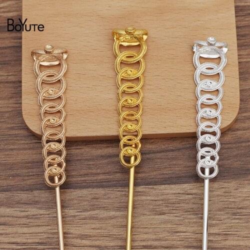BoYuTe (10 Pieces/Lot) 120*2.5MM Metal Iron Hair Stick Welding 64.5*17MM Alloy Materials Diy Retro Jewelry Accessories