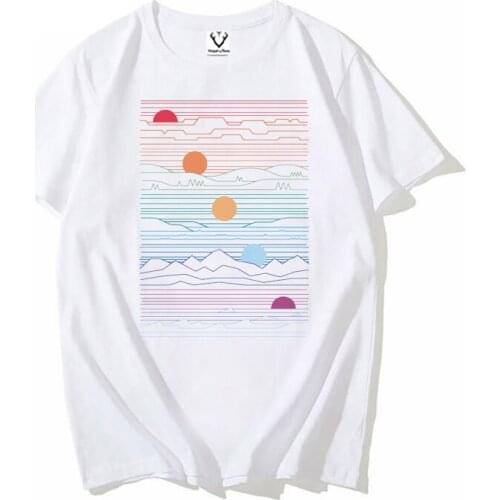 Fashion Korean Clothes Ulzzang Aesthetic The Great Thaw T Shirt Summer White Tee Gemestric Line Retro Style T Shirt Casual Tee