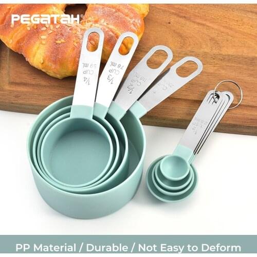 4pcs Baking Tools Kitchen Measuring Spoon Set Stainless Steel Handle Measuring Cup With Scale Measuring Spoon Kitchen Gadgets