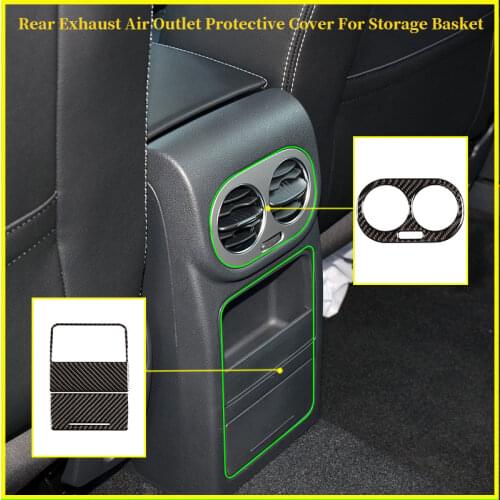 Real Carbon Fiber Car Rear Storage Box And Air Outlet Frame Protective Cover For Volkswagen Tiguan 2010-2016 Car Accessories