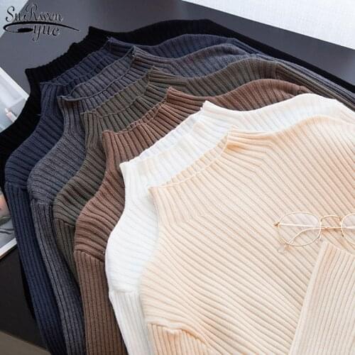 New Long Sleeve White Sweater Women Autumn Winter Turtleneck Pullover Women Sweater Casual Black Jumpers Knitted Sweater 12122