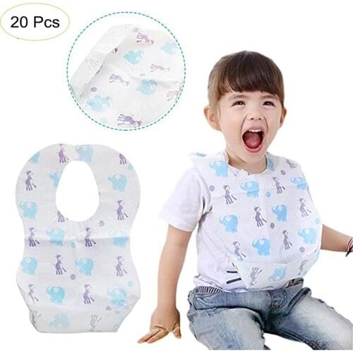 10/20pcs Disposable Non-Woven Bibs Children Baby waterproof Eat Bibs Portable Pocket Baby kid scarf bib saliva bib Convenient