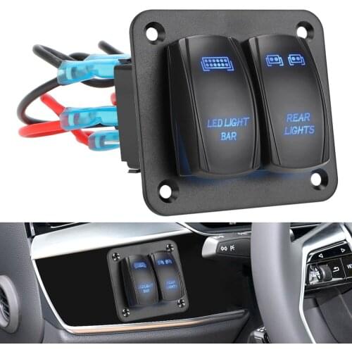 Switch Control Panel With LED Light Wiring Harness Waterproof 2 Gang Rocker Switch Panel For Car ATV UTV 5 Pin ON/Off Toggle
