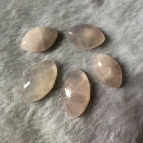 Sale 4pcs/lot Natural Rose Pink Quartz Bead Cabochon 12x20mm,15x25mm Marquise Gem Stone Cabochon Ring Face For Jewelry