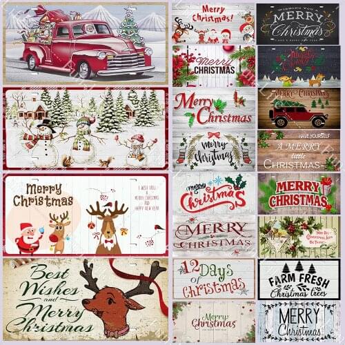 Christmas Metal Iron Painting SnowmanVintage Shabby Sign Home Decoration Modular Retro Plate Wall Art Party Decor 15x30 cm