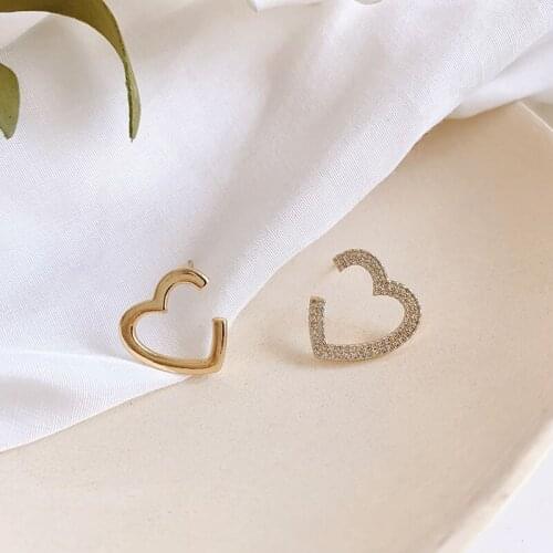 Notch love earrings asymmetry exquisite retro metal Fashion Simple Tiny Ear Studs 2020 Trend elegant Womens Jewelry Earrring