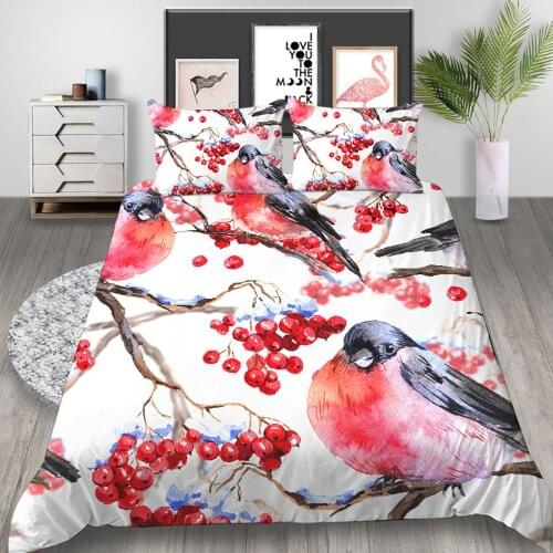 Thumbedding Sparrow Bedding Set Chinese Ink Style King Duvet Cover Queen Artistic Twin Full Double Single Unique Design Bed Set