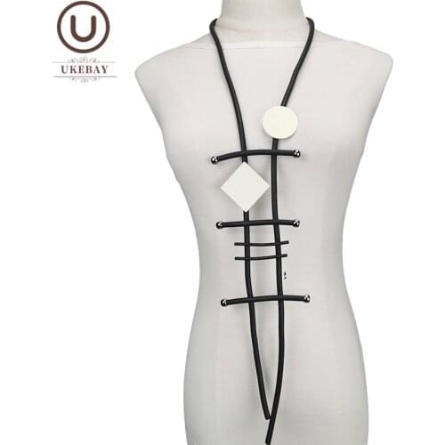 UKEBAY New Ethnic Style Pendant Necklaces Women Rubbe Jewelry Necklace Long Chain Wood Jewellery Gothic Bead Accessories Chain