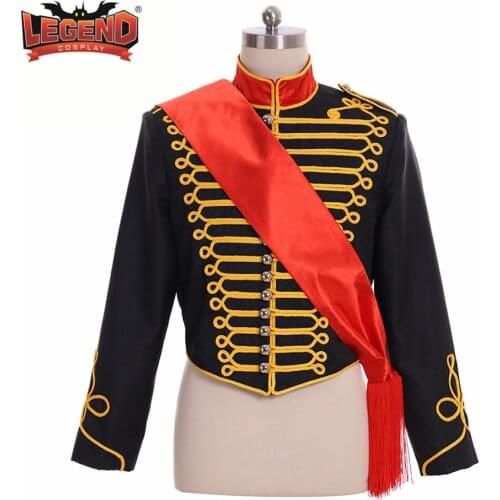 Military Parade Jacket black and gold soldier jacket Officer Uniform Coat Adult Mens Halloween Carnival Cosplay Costume