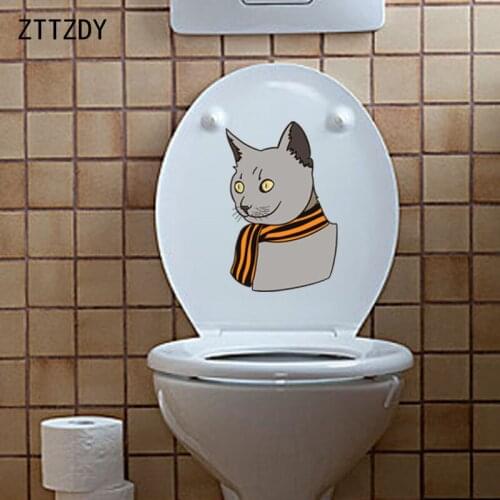 ZTTZDY 13.9*21.1CM Animal Cat Toilet Seat Sticker Wall Decal Living Room Home Decor T3-0371