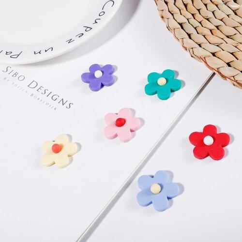 1/10pcs 25mm DIY Handmade Hairpin Earrings Pendant Colored Soft Ceramic Flower Jewelry Accessories Hair Accessories