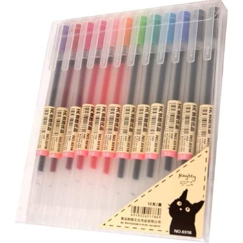 12 Gel Ink Pens 0.5mm Fine Point Ballpoint Pen Writing Stationery Set Colors Cute Pens Fashion Style School Office Supplies Gift