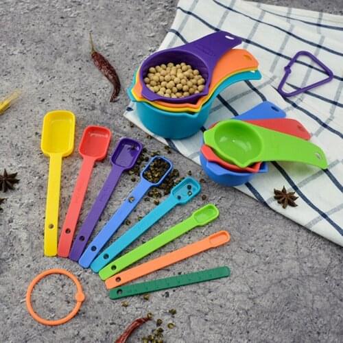 15pcs Colorful Kitchen Measuring Tools Nestable Cups and Spoons Durable Easy to Clean for Measuring Solid Liquid TS2
