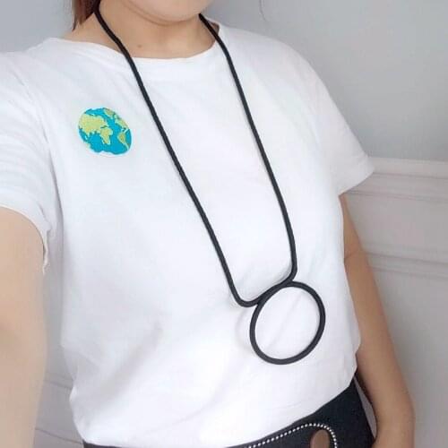 2020 popular fashion designer black rope necklace geo labyrinth neck pendant womens simple clothing jewelry para mujer