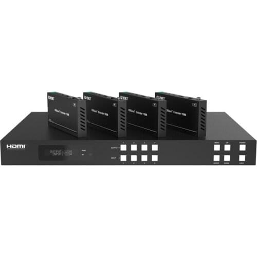4x4 HDMI2.0 18Gps 4K 60Hz HDBT Video Audio Matrix Switcher with 8 Receivers upto 150m