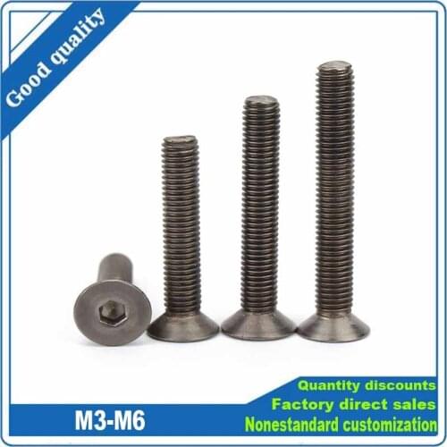 5Pcs M3 M4 M5 M6 TA2 Pure Titanium GB70.3 Hexagon Hex Socket Head Flat Countersunk Allen Bolt Screw L=6-50mm DIN7991