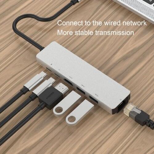 6-in-1 USB Hub Multifunctional Type-C to HDMI PD Charging USB 3.0 Hub Docking Adapter USB-Hub Expander Adapter