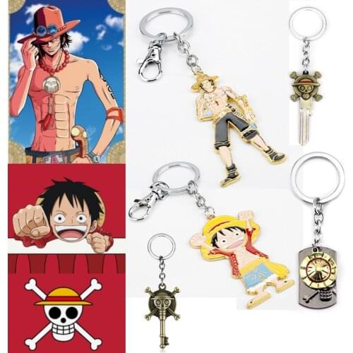 Anime Keychain Cartoon Luffy Zoro Sanji Figure Key Rings Metal Key Holder Ornament Llaveros Gift