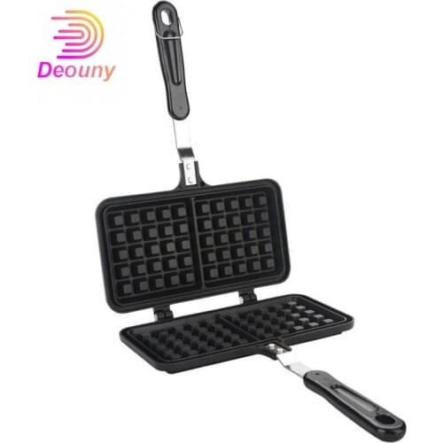 DEOUNY Dual Head Petal Shaped Household Kitchen Gas Non-Stick Waffle Maker Pan Muffin Mould Press Pot Baking Tool Aluminum Alloy