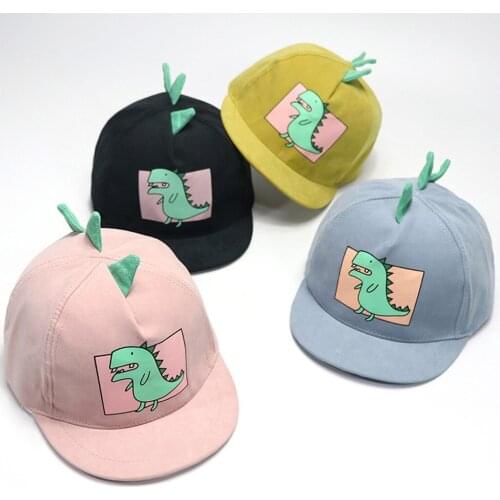 Baby Boy Hats Soft Cotton Cartoons Dinosaur Sunhat Eaves Baseball Cap Sun Hat Beret Summer Beach Hats 2021 New Fashion Visors