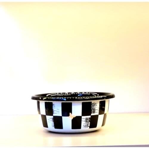 Enamel Bowl Black Mackenziı White Polka Dot