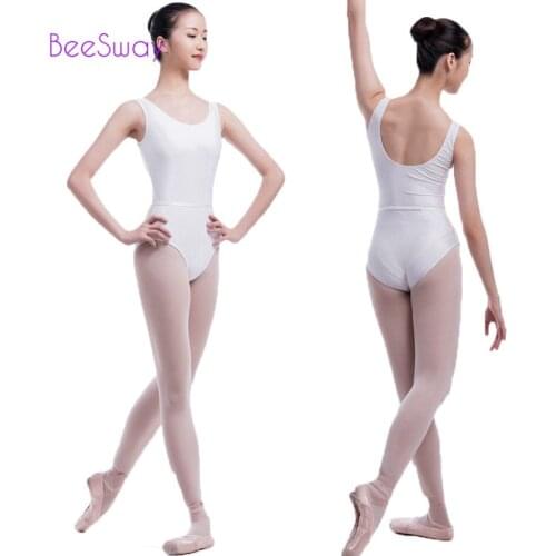 Gymnastics Leotard for Girls Adult White Sleeveless Ballet Leotard Body Suit Leotard Sports Dance Clothing Shaping Underwear