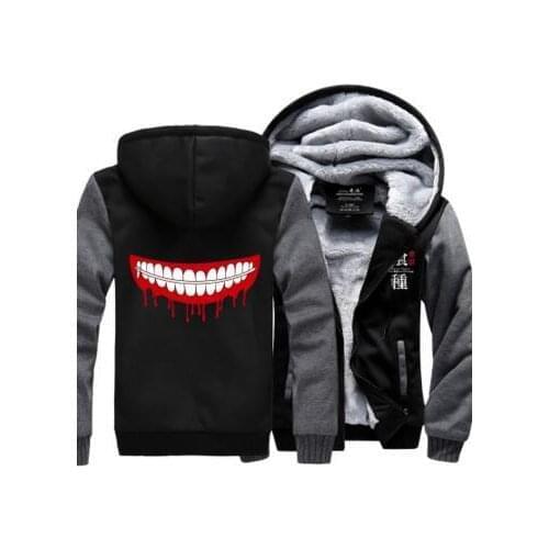Kirishima Touka Cardigan Tokyo Ghoul Kaneki Ken Noctilucent thicken fleece winter mask jacket Coat cosplay costume hoodie