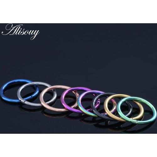 Alisouy 1PC Hinged Segment Ring Titanium Nose Piercing Labret Lip Nipple Septum Tragus Cartilage Clicker Body Jewelry 14G 16G