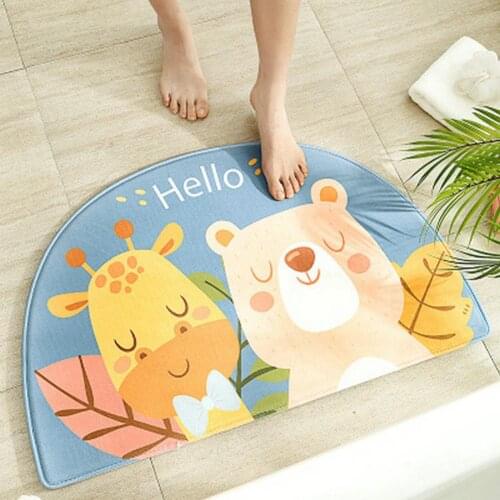 Carpet Bedroom Living Room Non-slip Small Rug Cartoon Printing Water Absorption Mat Area Rug