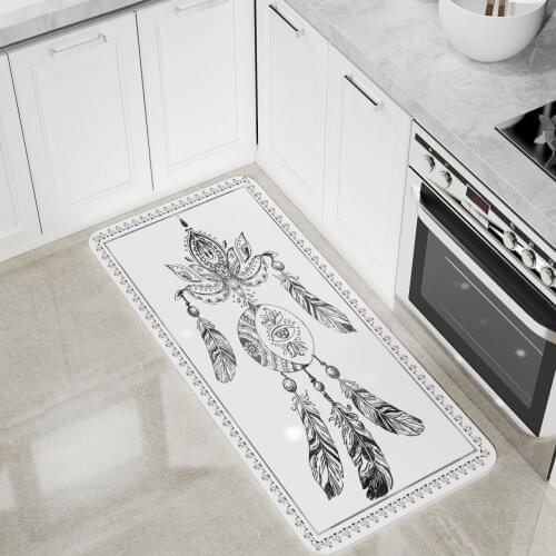 Black White Dream Catcher Floor Mat Yoga Rugs Large Home Living Room Bedroom Decor Carpet Capture Dreams Drive Away Nightmares