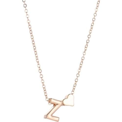 Fashion Tiny Heart Dainty Initial Necklace Gold Silver Color Letter Name Choker Necklace For Women Pendant Jewelry Gift