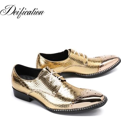 Deification Italian Style Business Wedding Shoes Burgundy Lace Up Men Dress Shoes New Gold Color Serpentine Oxford Shoes For Men