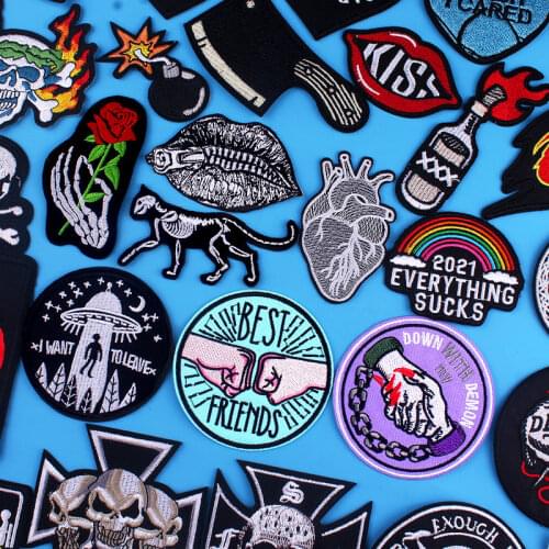 Heart Lips Patch Hippie Patches On Clothes Punk Rock Patch Biker Embroidered Patches For Clothes Fashion Cloth Patch Badges