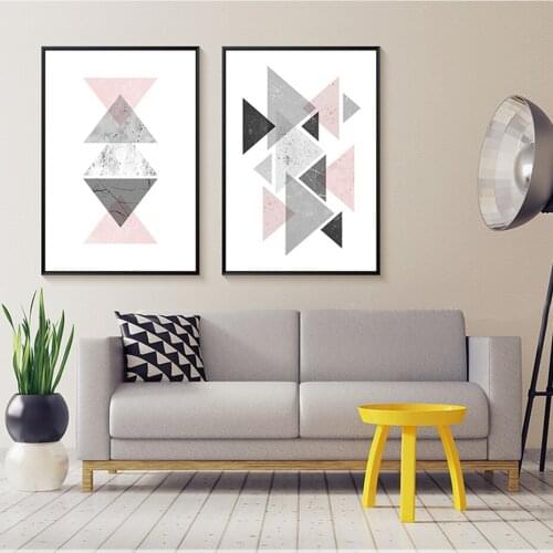Creatively Abstract Canvas Paintings Geometric Triangles Nordic Poster Print Wall Art Picture for Kids Living Rooms Home Decor