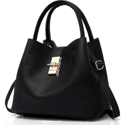 2021 New Women Bags Set 2 Pcs Leather Handbag Women Large Bucket Tote Bags Ladies Shoulder Bag Handbag+Messenger Bag Purse