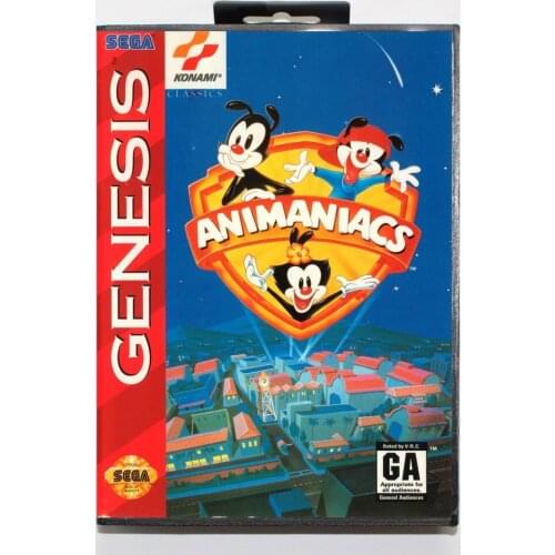 New 16 bit MD game card - animaniacs with Retail box For Sega genesis system