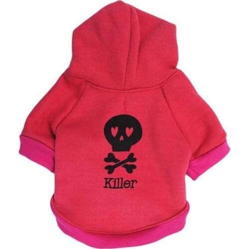 Skull Pattern Printed Dog Clothes Fleece Hooded White Jackets For Dogs Two-legged Warm Hoodies Autumn Winter Costume