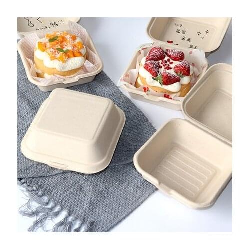 50pcs Disposable Eco-Friendly Bento Box Meal Storage Food Prep Lunch Box Fruit Salad Hamburger Cake Packaging Box Writable