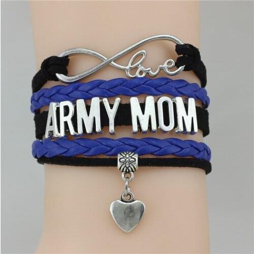 Wholesale factory Infinity Army Mom bracelet BACK THE BLUE Bracelet Customize wristband friends Drop shipping
