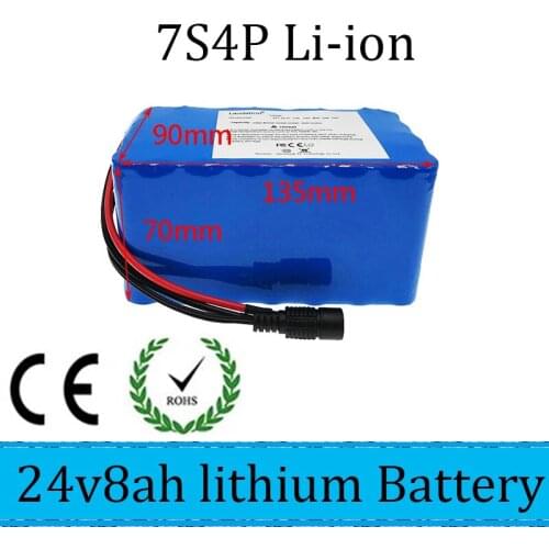 Original 24 V 8ah / 8000mah Lithium Ion 7 S4 P High Quality 18650 Battery for 250W / 350W Electric Bicycle Motor with BMS 15a