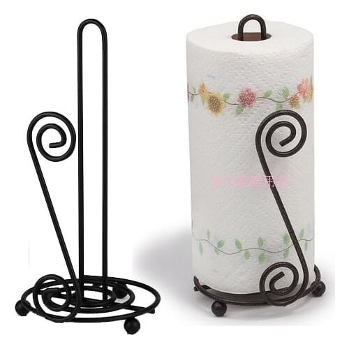 Fancy Paper Towel Holder Stand | Black Stylish Wrought Iron | Classic Decorative Countertop Holder | Handmade Crafted