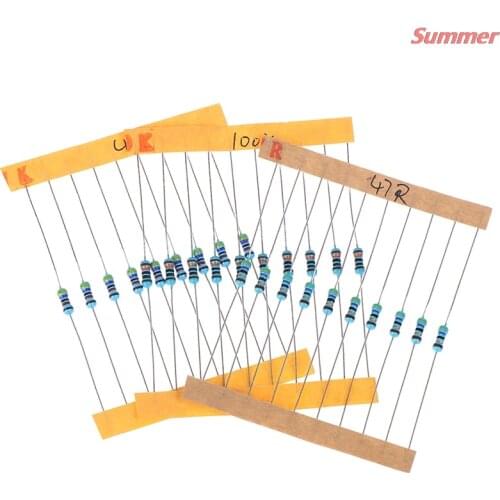Smart Home 300pcs/set Metal 30 Kinds 1/4W Resistance 1% Film Resistor Pack Assorted Kit 1K 10K 100K 220ohm 1M Resistors 300pcs