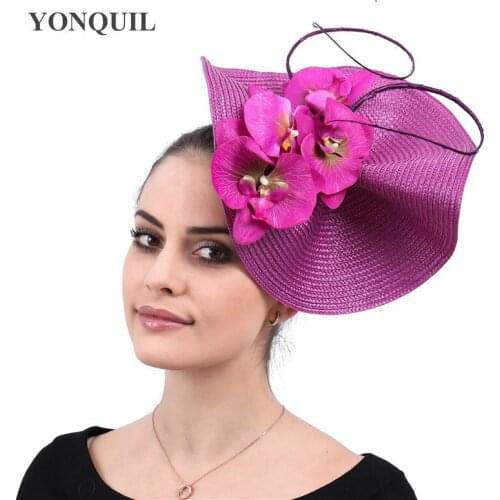 New Style Fashion Women Millinery Fascinator Hat Floral Bridal Elegant Married Headpiece Whith Headbands Church Straw Headwear