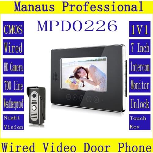 New 7 inch Screen Keypad Display Video Intercom System D226b,High Quality Wired Magnetic Lock One to One Video Doorphone Device