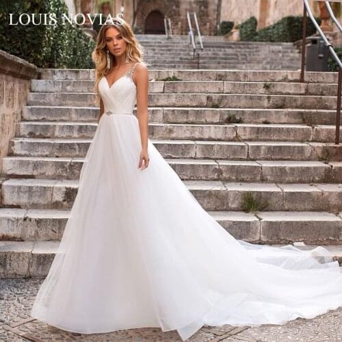 LOUIS NOVIAS2020 New Marry Simple Thin Sling V-neck Angel Wedding Dress Backless Bride French Light Wedding Dress
