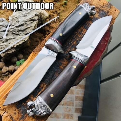 3D Wolf King Collection Heavy Duty Tactical Hunting Knife Military Full Tang Fixed Blade Bowie Knives Outdoor Survival Camp Tool