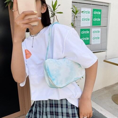 Tie Dye Top Handle Bags Nylon Tote for Women Casual Crossbody Bag Fashion Purses and Handbags Underarm 2021 New Japan and Korea