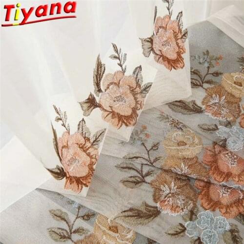 Chinese Traditional Peony Embroidery Tulle Curtains for Living Room High-quality Floral Window Drapes for Bedroom X-HM401#30