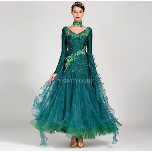 High Quality Ballroom Dress For Women Flamenco Waltz Competition Dancing Skirt Spandex Lycra Ballroom Dress Standard On Sale